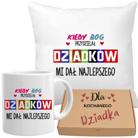 Poduszka i kubek zestaw prezent DZIEŃ DZIADKA urodziny imieniny Dziadek