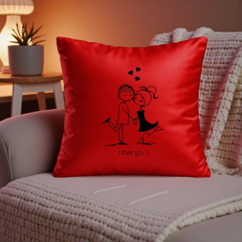 PODUSZKA SATYNOWA PREZENT WALENTYNKI DLA DZIEWCZYNY CHŁOPAKA ŻONY MĘŻA