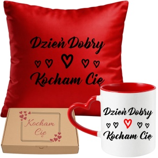 Poduszka i kubek zestaw prezent na WALENTYNKI urodziny Dzień Kobiet