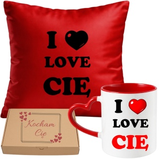 Poduszka i kubek zestaw prezent na WALENTYNKI urodziny Dzień Kobiet