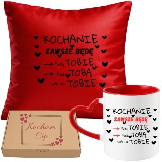 Poduszka i kubek zestaw prezent na WALENTYNKI urodziny Dzień Kobiet