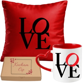 Poduszka i kubek zestaw prezent na WALENTYNKI urodziny Dzień Kobiet