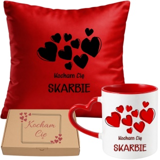 Poduszka i kubek zestaw prezent na WALENTYNKI urodziny Dzień Kobiet