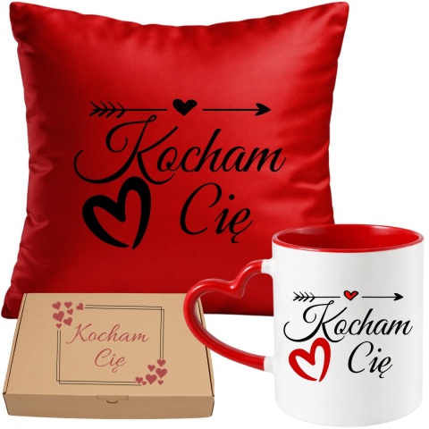 Poduszka i kubek zestaw prezent na WALENTYNKI urodziny Dzień Kobiet