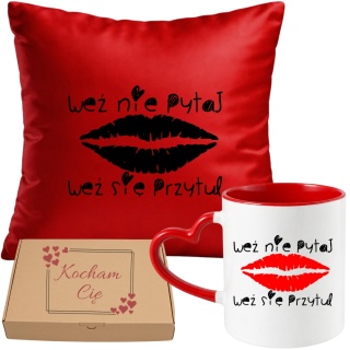 Poduszka i kubek zestaw prezent na WALENTYNKI urodziny Dzień Kobiet
