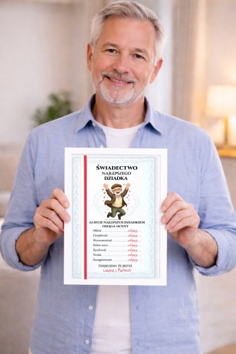 Ramka Życzenia Śmieszny Prezent Dzień Dziadka urodziny Dziadek