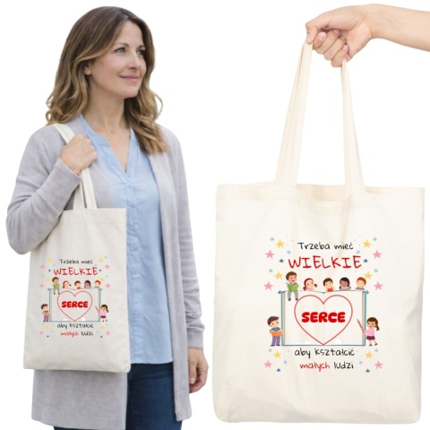 TORBA BAWEŁNIANA PREMIUM NA ZAKUPY Z NADRUKIEM PREZENT DLA NAUCZYCIELKI