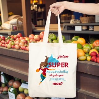 TORBA BAWEŁNIANA PREMIUM NA ZAKUPY Z NADRUKIEM PREZENT DLA NAUCZYCIELKI