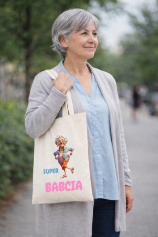 Torba bawełniana Premium z nadrukiem Babcia na zakupy prezent Dzień BABCI