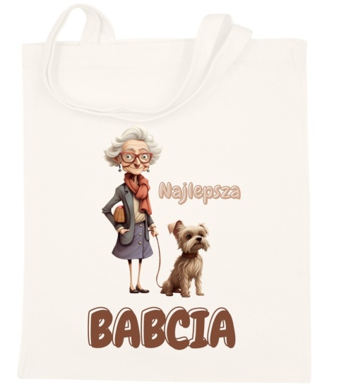 Torba bawełniana Premium z nadrukiem Babcia na zakupy prezent Dzień BABCI