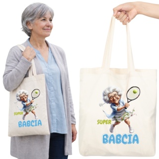 Torba bawełniana Premium z nadrukiem Babcia na zakupy prezent Dzień BABCI