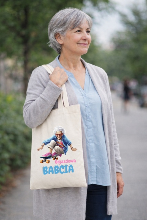 Torba bawełniana Premium z nadrukiem Babcia na zakupy prezent Dzień BABCI