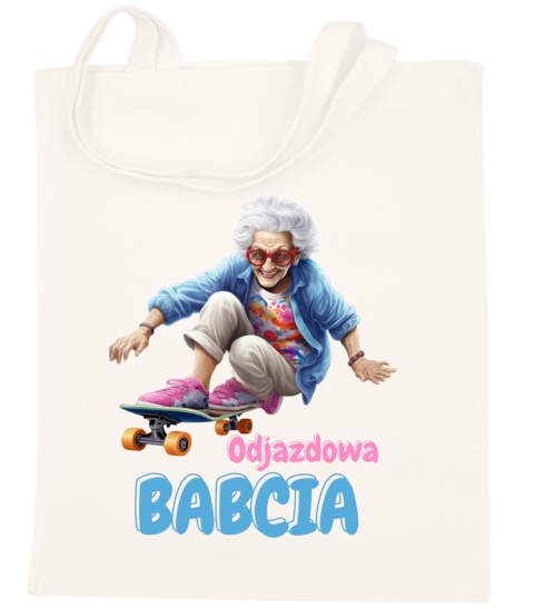Torba bawełniana Premium z nadrukiem Babcia na zakupy prezent Dzień BABCI