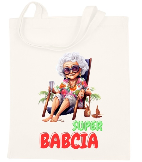 Torba bawełniana Premium z nadrukiem Babcia na zakupy prezent Dzień BABCI