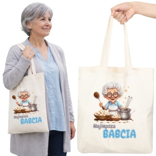 Torba bawełniana Premium z nadrukiem Babcia na zakupy prezent Dzień BABCI