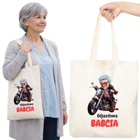 Torba bawełniana Premium z nadrukiem Babcia na zakupy prezent Dzień BABCI