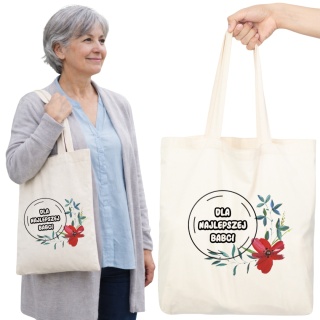 Torba bawełniana Premium z nadrukiem Babcia na zakupy prezent Dzień BABCI