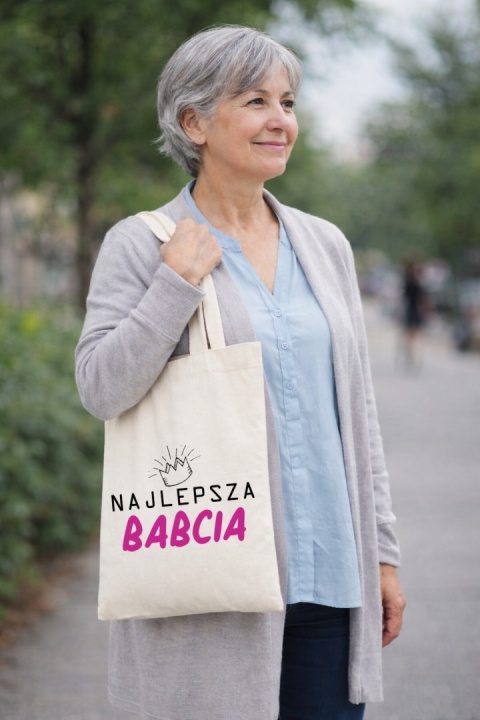 Torba bawełniana Premium z nadrukiem Babcia na zakupy prezent Dzień BABCI