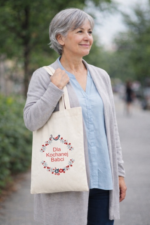 Torba bawełniana Premium z nadrukiem Babcia na zakupy prezent Dzień BABCI