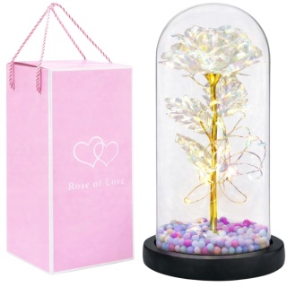 Wieczna róża w szkle świecąca LED w pudełku prezent Walentynki biała