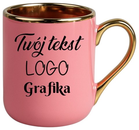 Kubek różowo-złoty z Twoim nadrukiem Tekst Grafika Logo Prezent Reklama