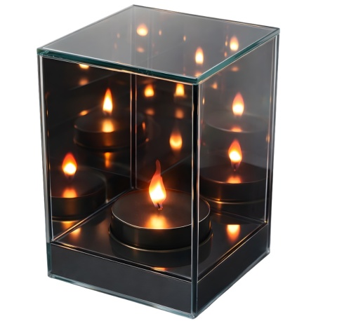 Lampion znicz lustrzany 3D świeca LED ciepłe światło 15x10 cm