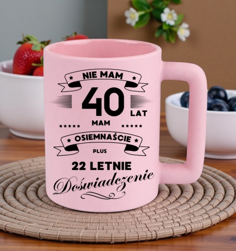 Kubek 400ml DUŻY śmieszny nadruk Prezent z dedykacją na URODZINY 40 lat