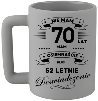 Kubek 400ml DUŻY śmieszny nadruk Prezent z dedykacją na URODZINY 70 lat