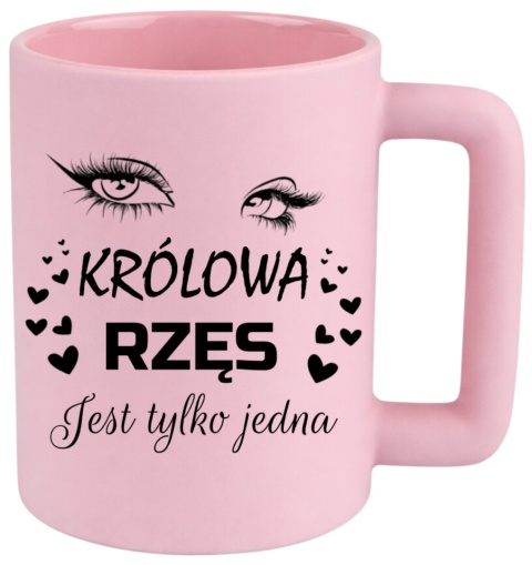 Kubek 400ml DUŻY z nadrukiem Prezent KRÓLOWA RZĘS Dzień Kobiet urodziny