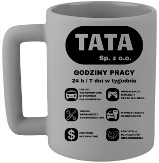 Kubek 400ml DUŻY z nadrukiem Prezent dla Taty DZIEŃ OJCA Urodziny Tata