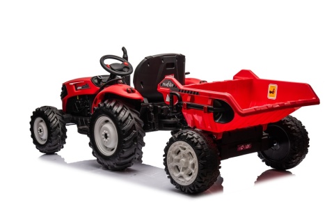 Traktor Na Akumulator HC-306 Czerwony Z Przyczepą 24V