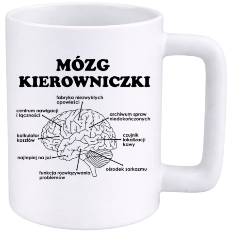 Kubek 400ml DUŻY z nadrukiem śmieszny prezent Mózg Kierowniczki