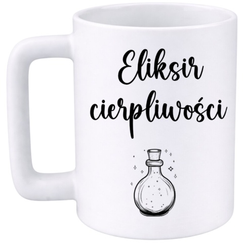 Kubek 400ml DUŻY z nadrukiem śmieszny prezent Eliksir cierpliwości