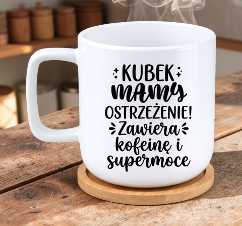 Kubek DUŻY z bambusową podstawką prezent dla MAMY Dzień Matki Mama Teściowa