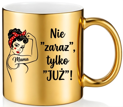 Kubek złoty z nadrukiem prezent dla MAMY Dzień Matki Mama Teściowa