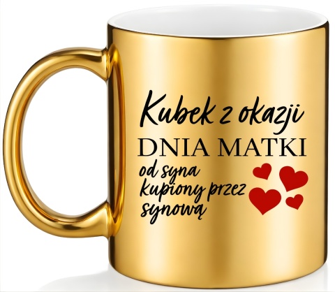 Kubek złoty z nadrukiem prezent dla MAMY Dzień Matki Mama Teściowa