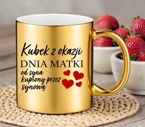 Kubek złoty z nadrukiem prezent dla MAMY Dzień Matki Mama Teściowa