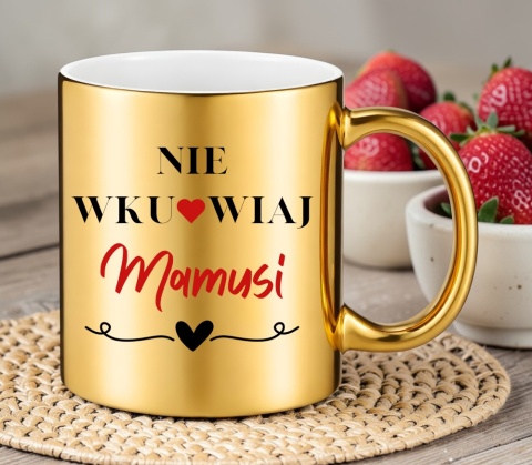 Kubek złoty z nadrukiem prezent dla MAMY Dzień Matki Mama Teściowa