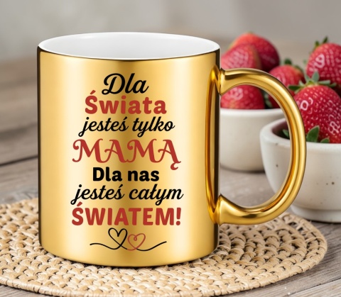 Kubek złoty z nadrukiem prezent dla MAMY Dzień Matki Mama Teściowa
