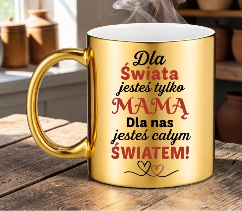 Kubek złoty z nadrukiem prezent dla MAMY Dzień Matki Mama Teściowa
