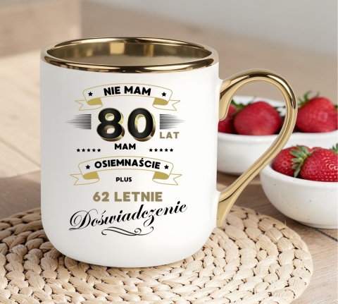 Kubek PREMIUM prezent na URODZINY 80 LAT oryginalny upominek z dedykacją