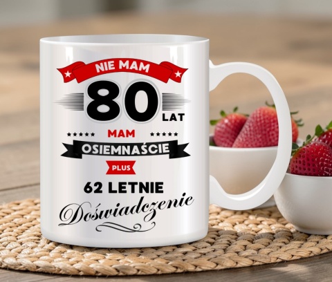 ZESTAW PODUSZKA I KUBEK ORYGINALNY PREZENT 80LAT NA URODZINY