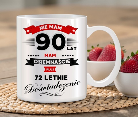 ZESTAW PODUSZKA I KUBEK ORYGINALNY PREZENT 90 LAT NA URODZINY