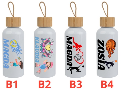 Bidon z nadrukiem Butelka na wodę Trening Sport Szkoła z imieniem - wzory