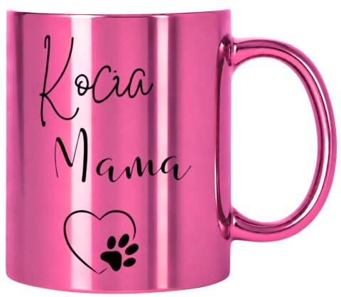 KUBEK RÓŻOWY METALIK PREMIUM KOCIA MAMA URODZINY IMIENINY PREZENT