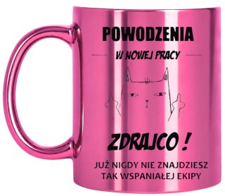 KUBEK RÓŻOWY METALIK PREMIUM PREZENT DLA KOLEŻANKI NA POŻEGNANIE W PRACY