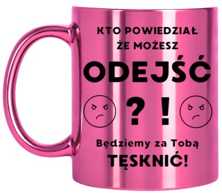 KUBEK RÓŻOWY METALIK PREMIUM PREZENT DLA KOLEŻANKI NA POŻEGNANIE W PRACY