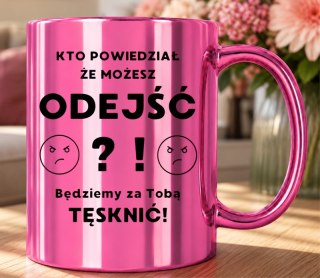 KUBEK RÓŻOWY METALIK PREMIUM PREZENT DLA KOLEŻANKI NA POŻEGNANIE W PRACY