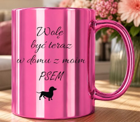 KUBEK RÓŻOWY METALIK PREMIUM PREZENT DLA KOLEŻANKI URODZINY IMIENINY