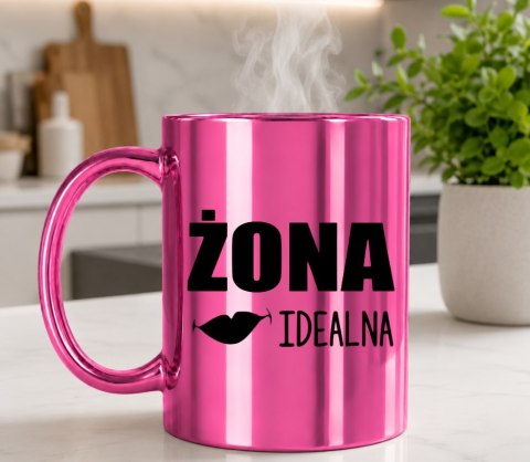 KUBEK RÓŻOWY METALIK PREMIUM PREZENT DLA ŻONY NA URODZINY IMIENINY ROCZNICĘ